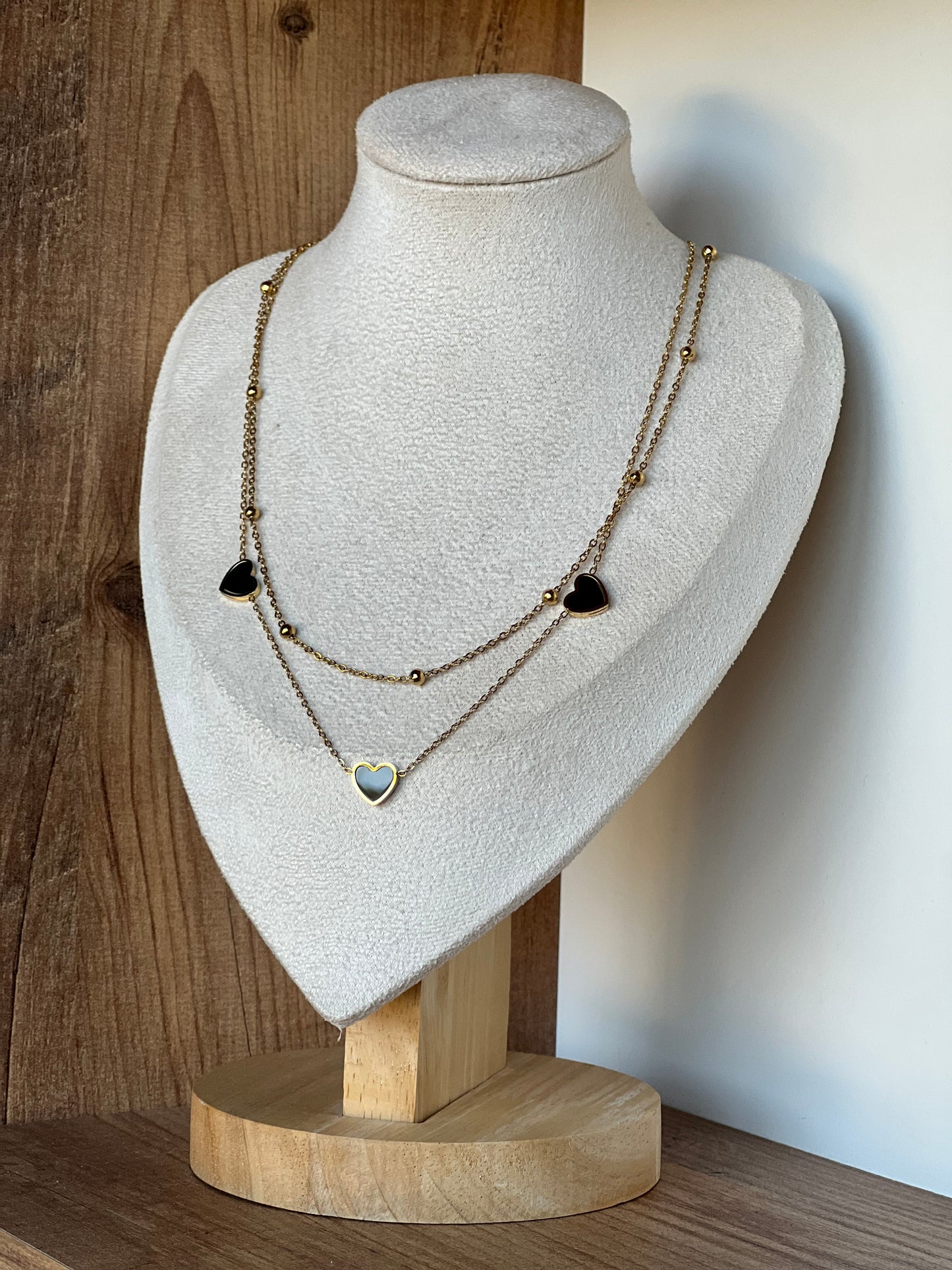 Black heart two layers necklace