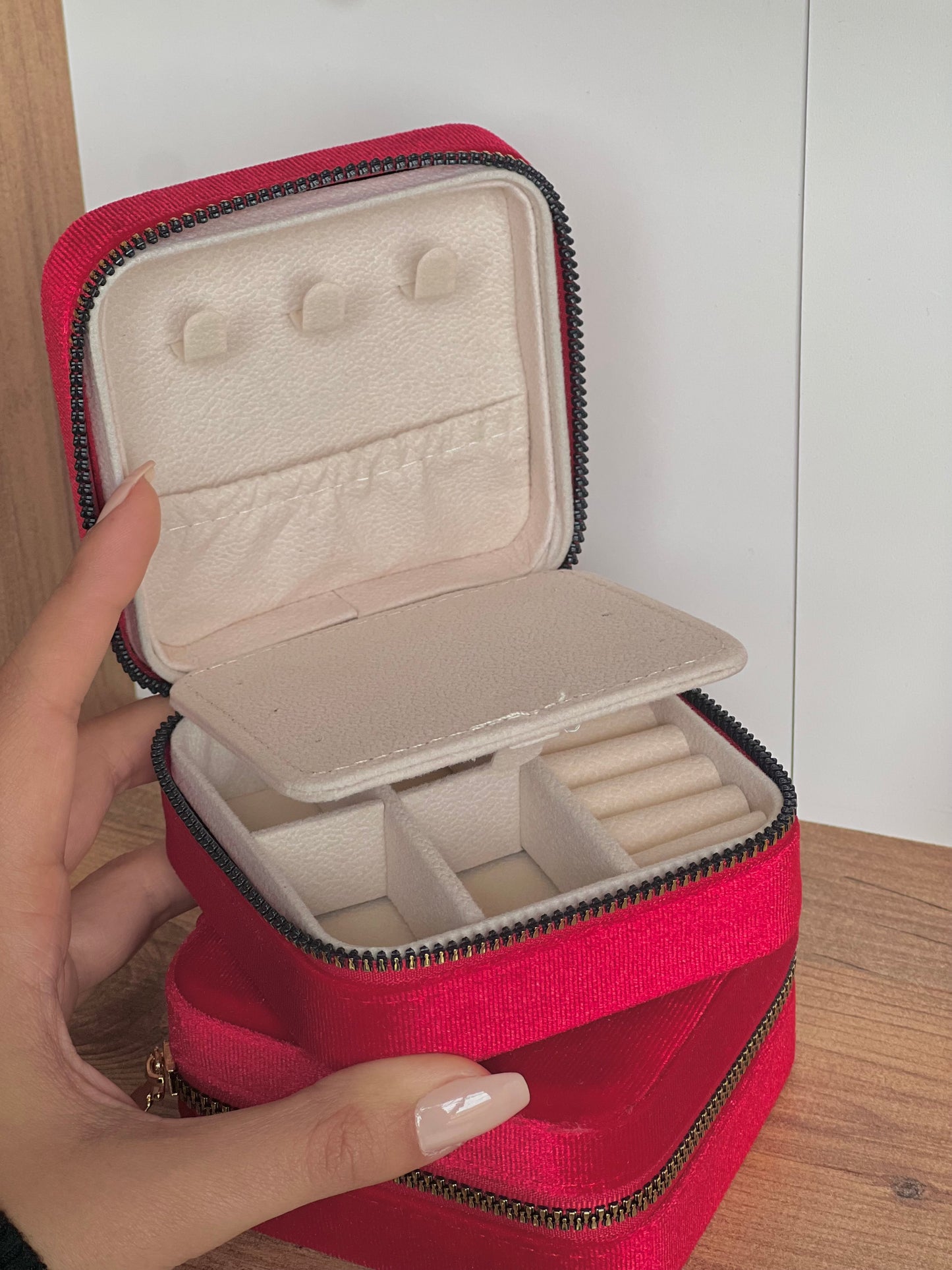 Velvet red jewelry box