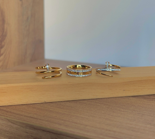 Gold zircon rings