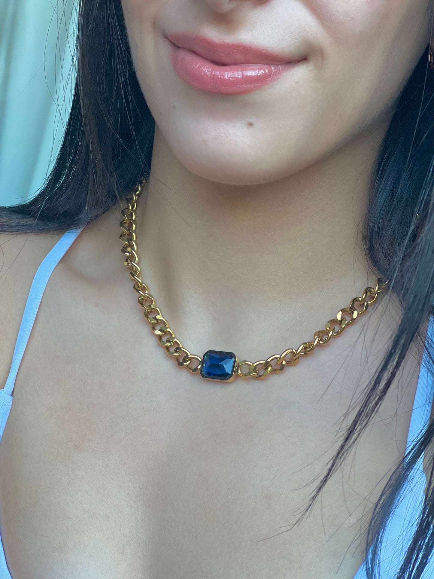 Navy blue crystal chain