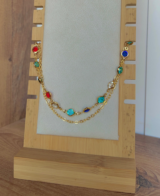 Rainbow double layers anklet