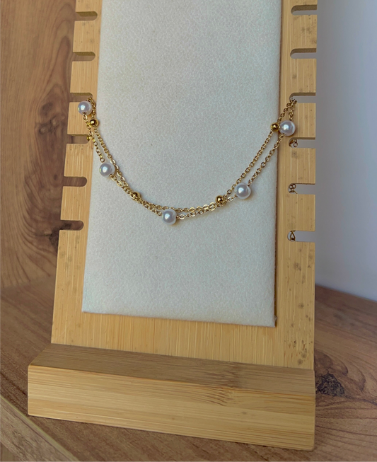 Pearl double layers anklet