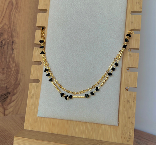 Black double layers anklet