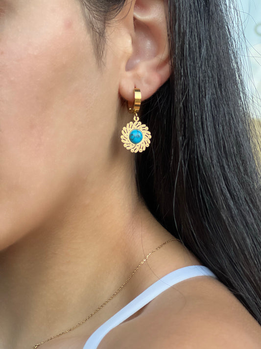 Blue sun earrings