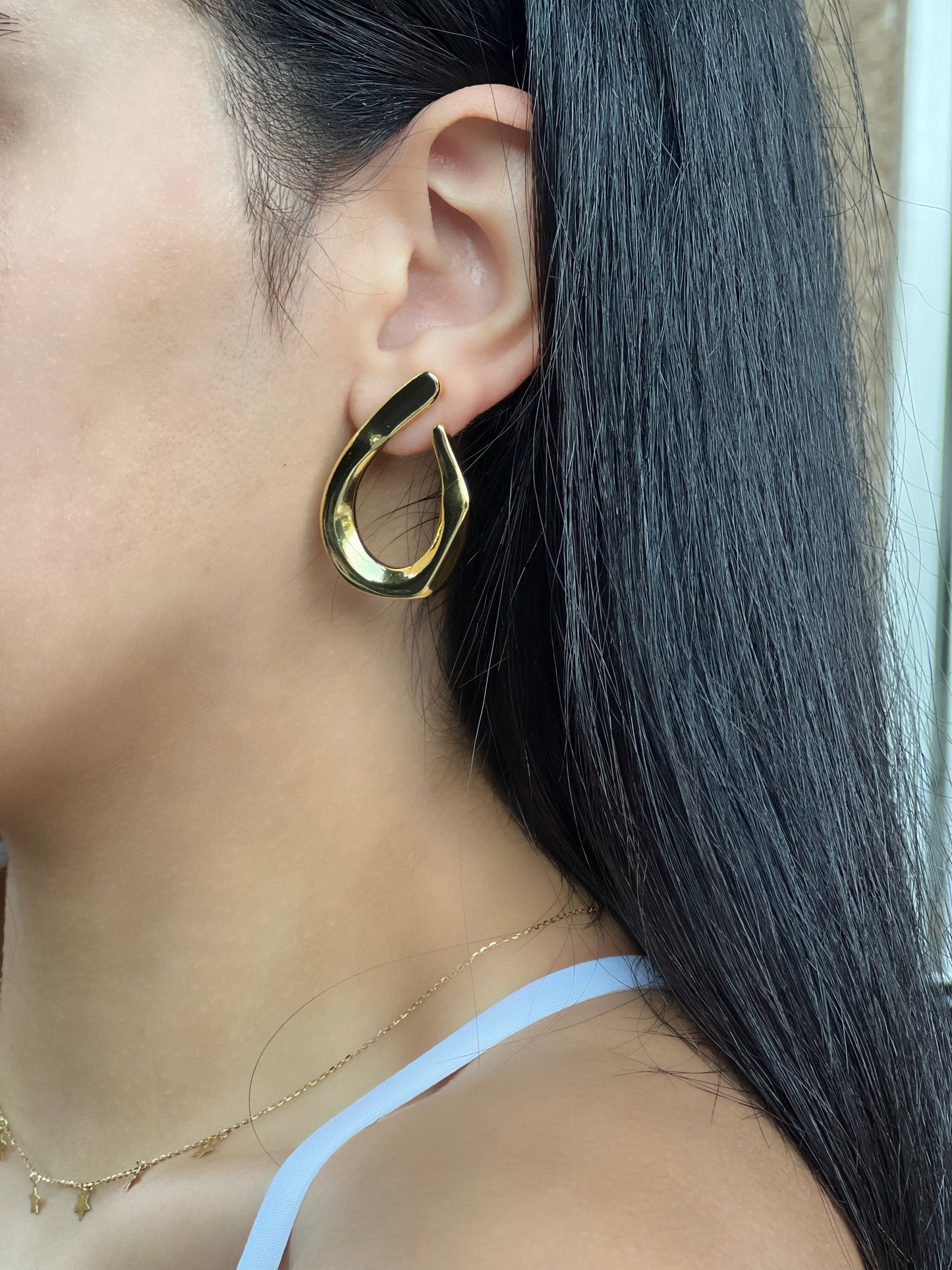 Gold big earrings