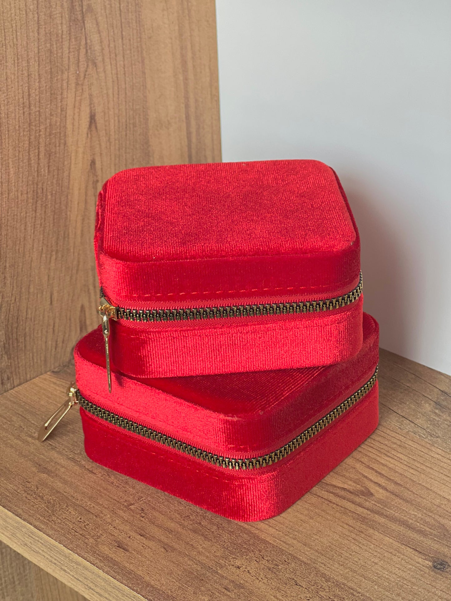 Velvet red jewelry box