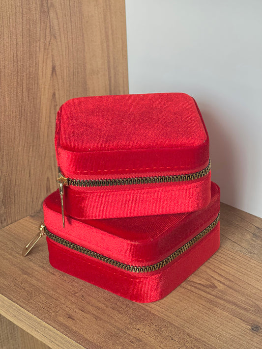 Velvet red jewelry box