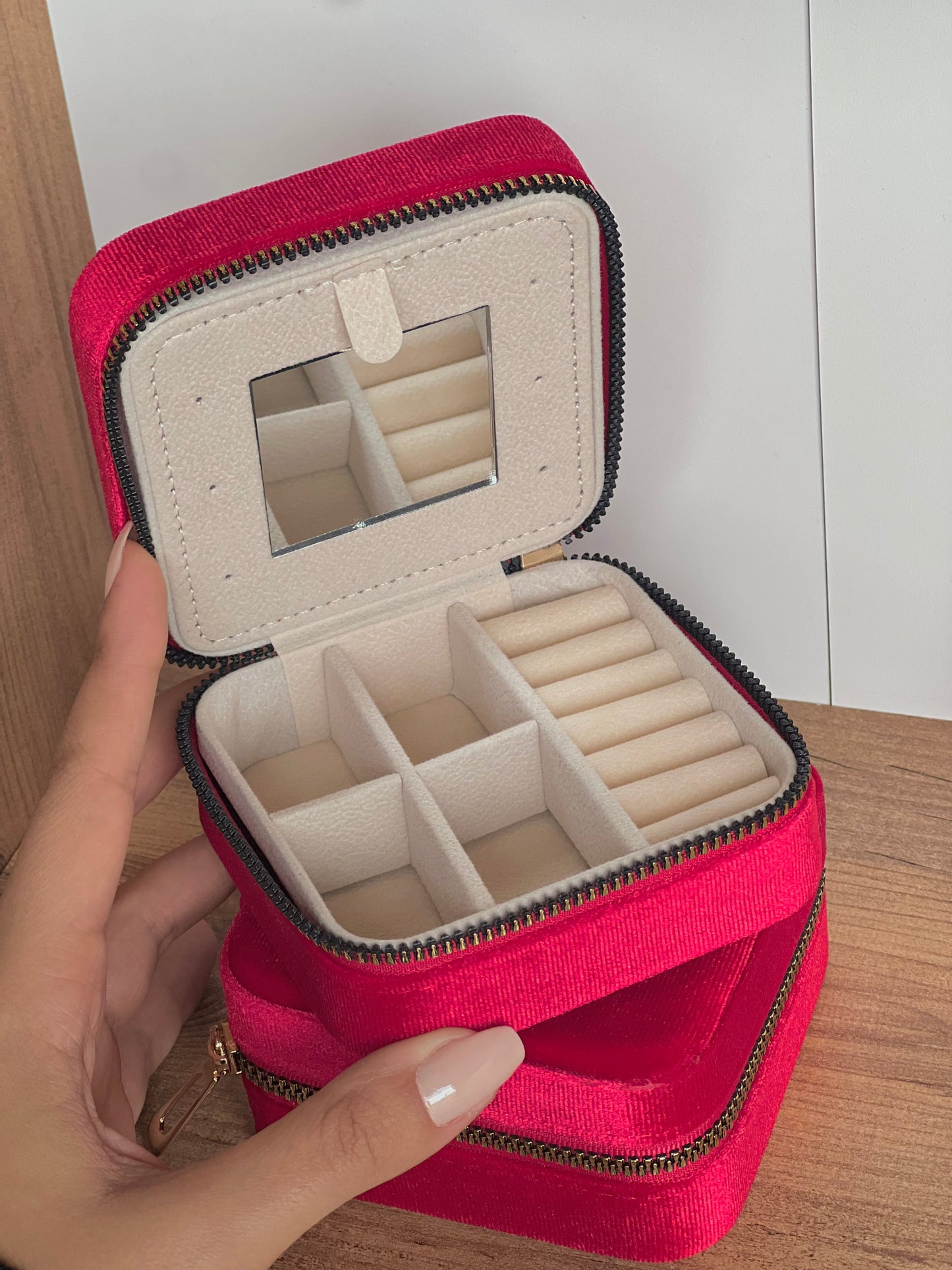 Velvet red jewelry box
