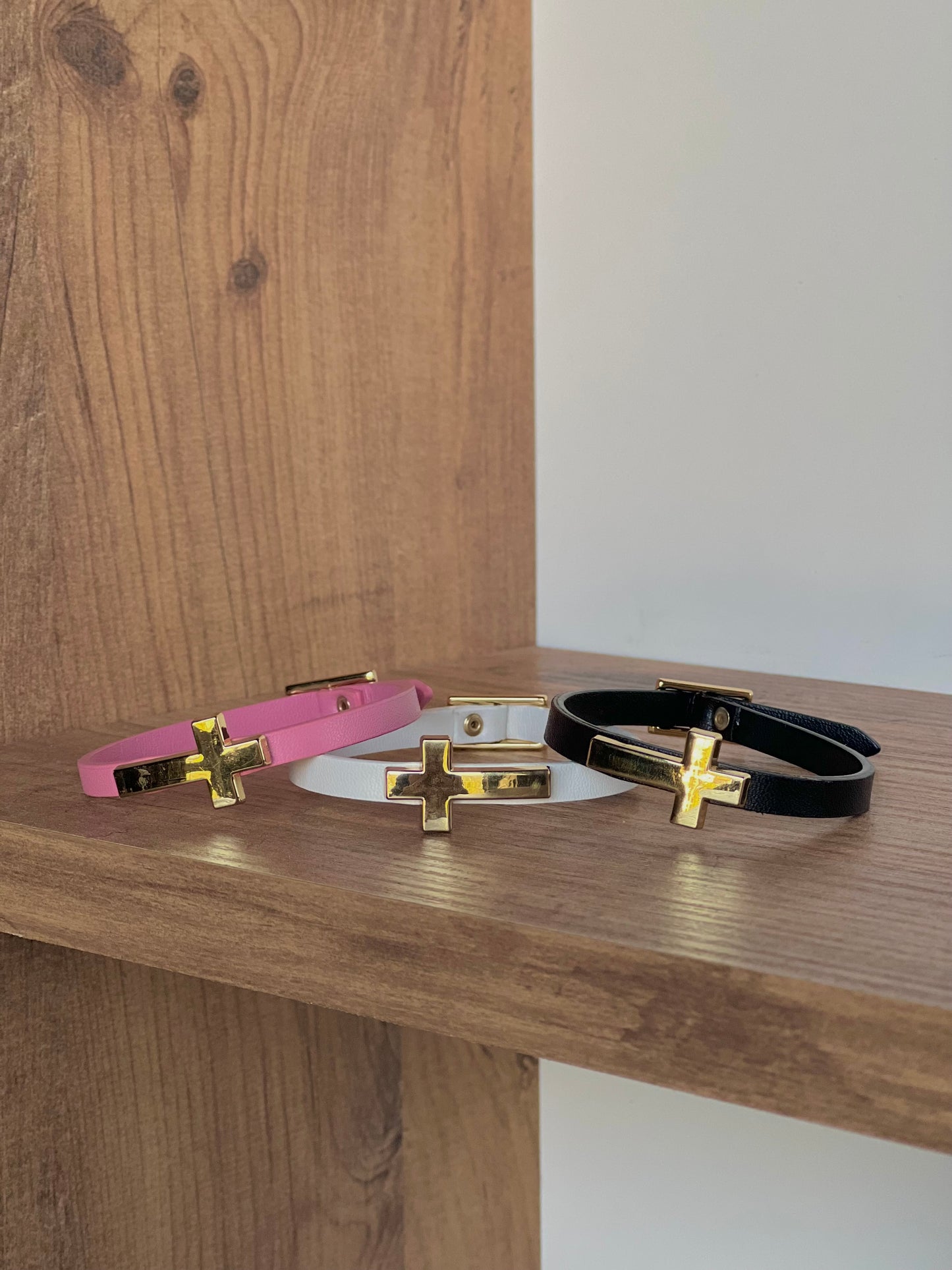 Cross leather bracelet