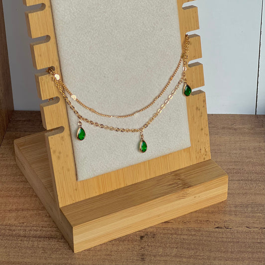 Emerald drop double Anklet